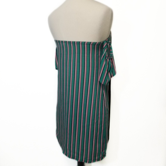 PRETTY LITTLE THING Green Bardot Smock Dress 0 - Picture 4 of 8